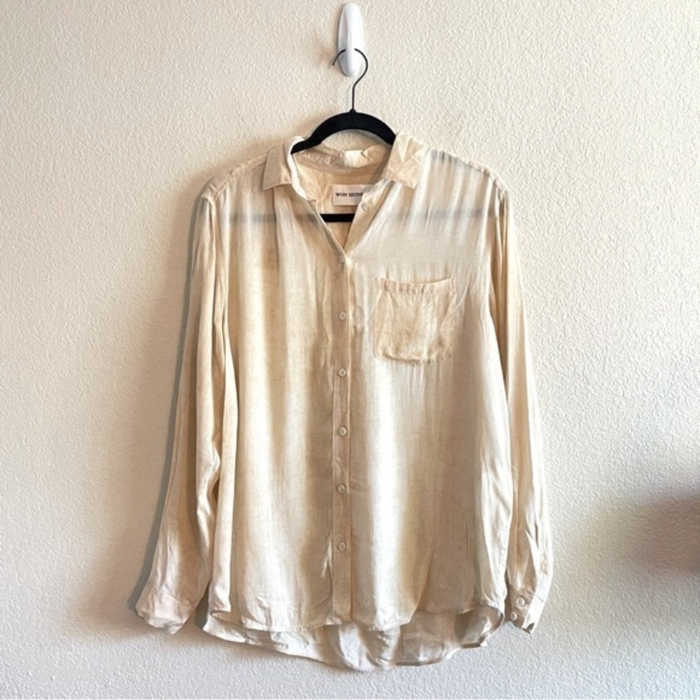 Won Hundred Off White Peach Kate Button Up Collared Blouse Women's Size 38 US 6